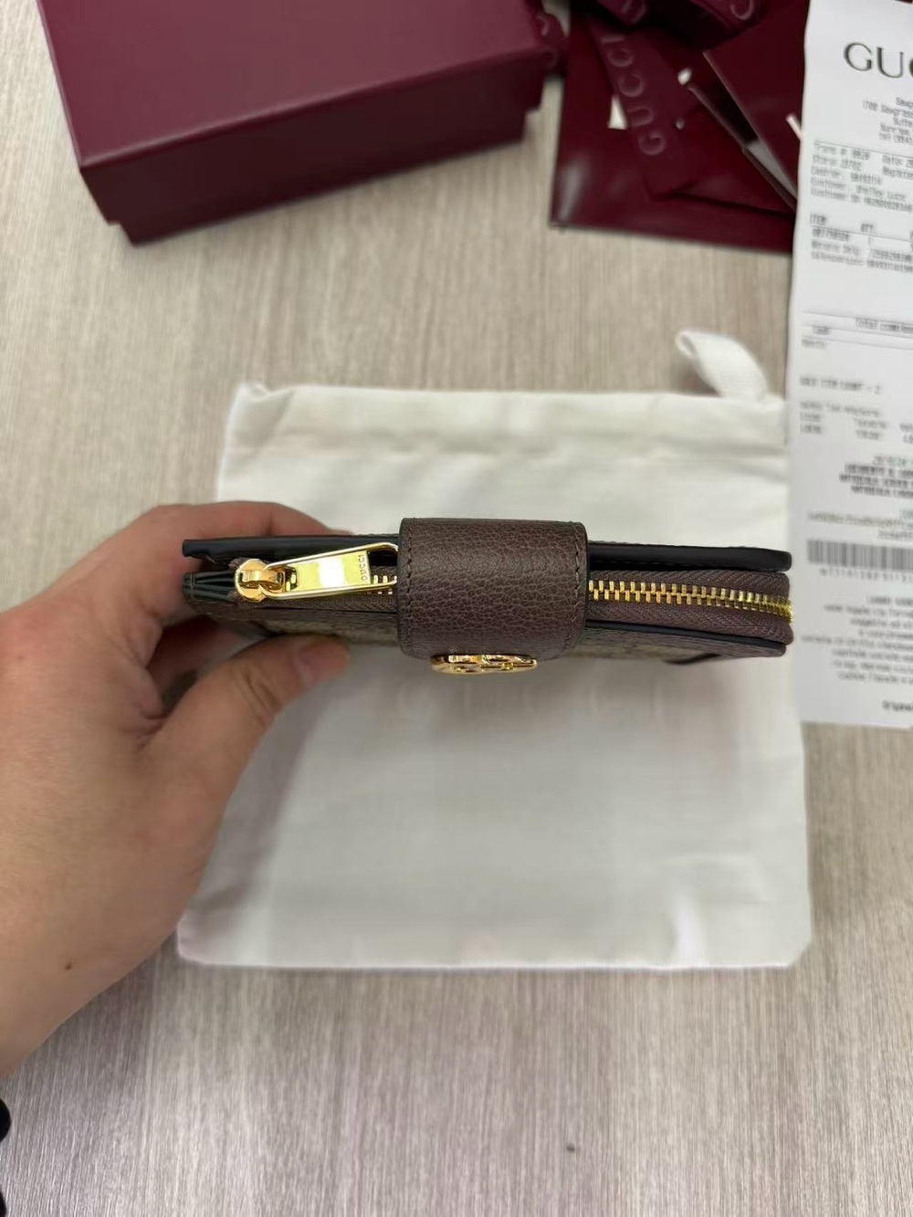 Gucci Brown GG Canvas Wallet with Green and Red Web Stripe - Picture 7 of 16
